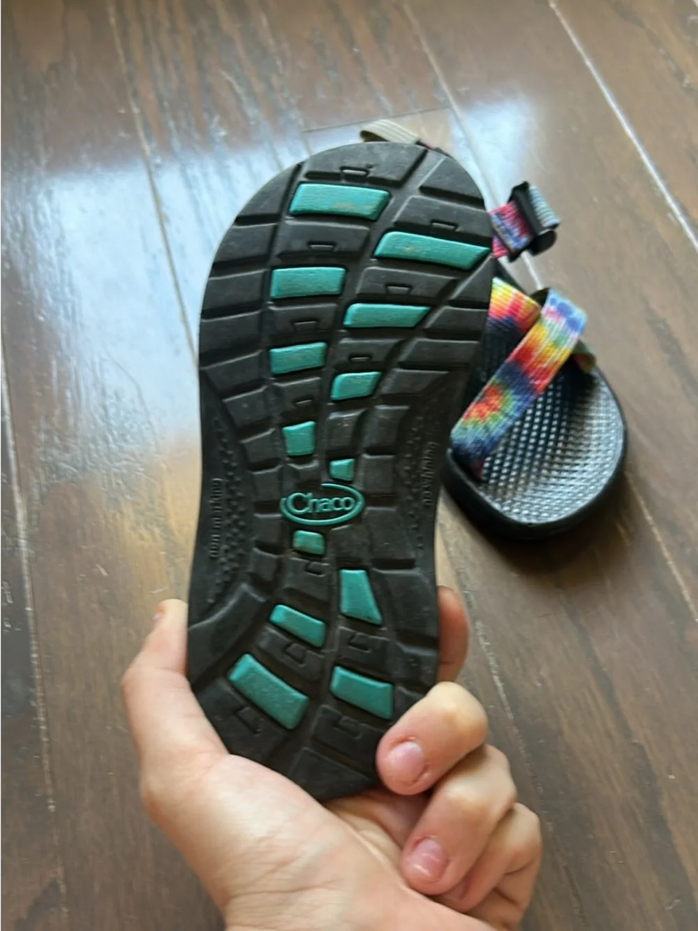 Chaco Kids Rainbow Tie-Dye Webbing Sandals with Black Footbed